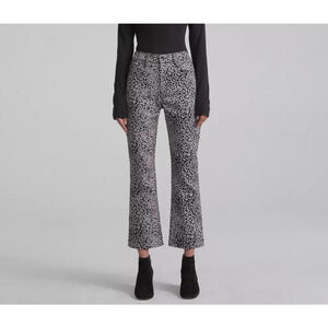 Rag & Bone Hana High Rise Slim Fit Cropped Boot Jeans Cheetah Print Gray Size 26